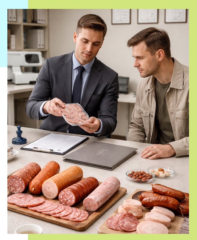 Сертификация колбасных изделий в Сатке от 7758 р. | Алешин-Стк